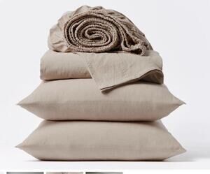 Coyuchi Organic Crinkled Percale™ Hazel Chambray Top Sheet Queen NEW